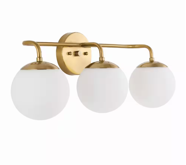 JONATHAN Y Louis Parisian Globe 25" 3-Light Metal/Frosted Glass Modern Contemporary LED Vanity