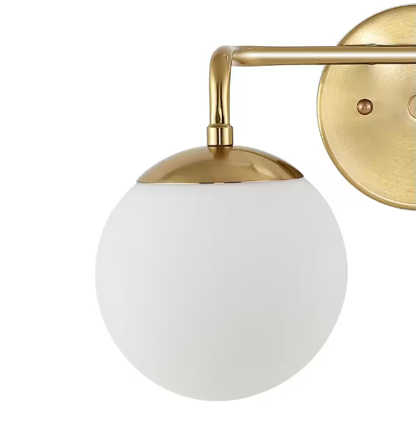 JONATHAN Y Louis Parisian Globe 25" 3-Light Metal/Frosted Glass Modern Contemporary LED Vanity