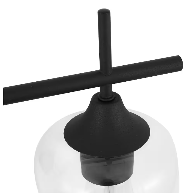MLiAN 21 in. 3-Light Matt Black Vanity Light with Glass Shade