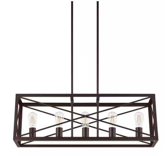 Home Decorators Collection Harwood 60-Watt 5-Light Royal Bronze Pendant with Cage Shade