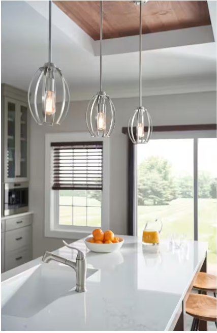 Kichler Tao 1-Light Brushed Nickel Contemporary Cage Kitchen Pendant Hanging Light