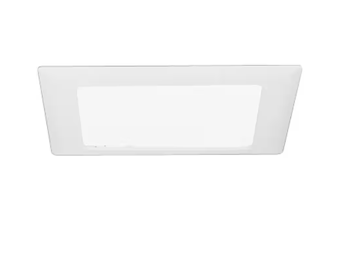 HALO 9 in. White Recessed Ceiling Light Square Trim with Glass Albalite Lens