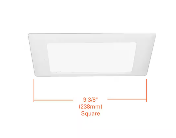 HALO 9 in. White Recessed Ceiling Light Square Trim with Glass Albalite Lens