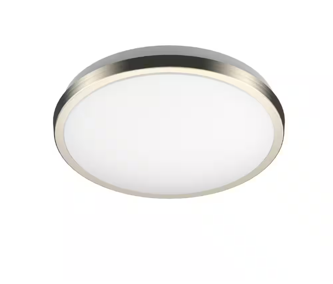 DYMOND 10 in. Modern Ring Brushed Nickel LED Ceiling Light Fixture Flush Mount 4000K Neutral White For Kitchen or Bedroom