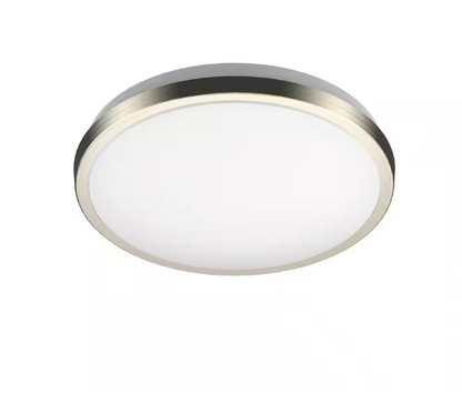 DYMOND 10 in. Modern Ring Brushed Nickel LED Ceiling Light Fixture Flush Mount 4000K Neutral White For Kitchen or Bedroom