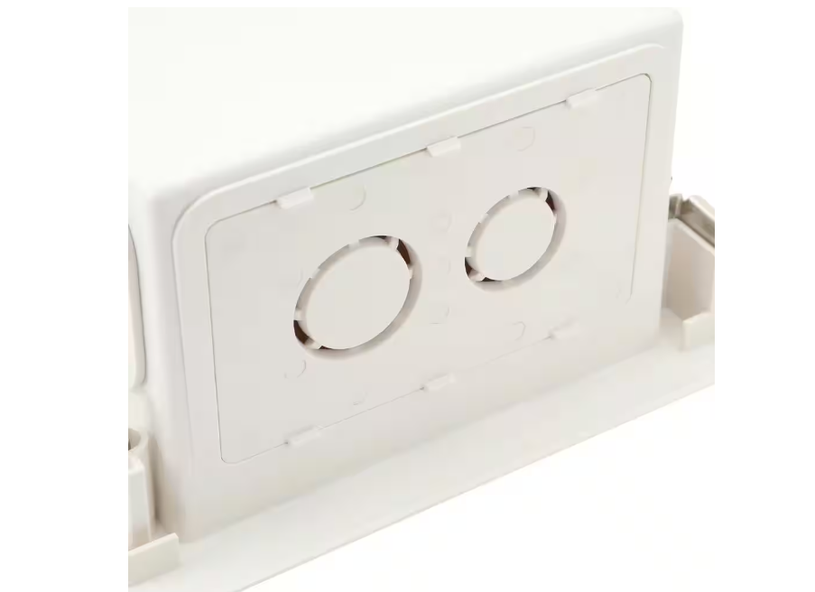 Commercial Electric White 1-Gang Cable Pass-Through Plastic Wall Plate TV Multimedia Recessed Box