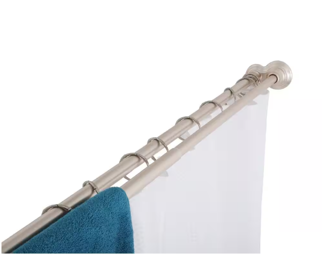 Utopia Alley Rustproof 42-72 in. Aluminum Double Tension Straight Shower Curtain Rod in Brushed Nickel