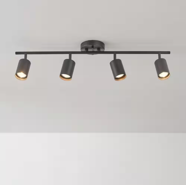 Globe Electric 2.5 ft. 4-Light Matte Black Fixed Track Lighting Kit