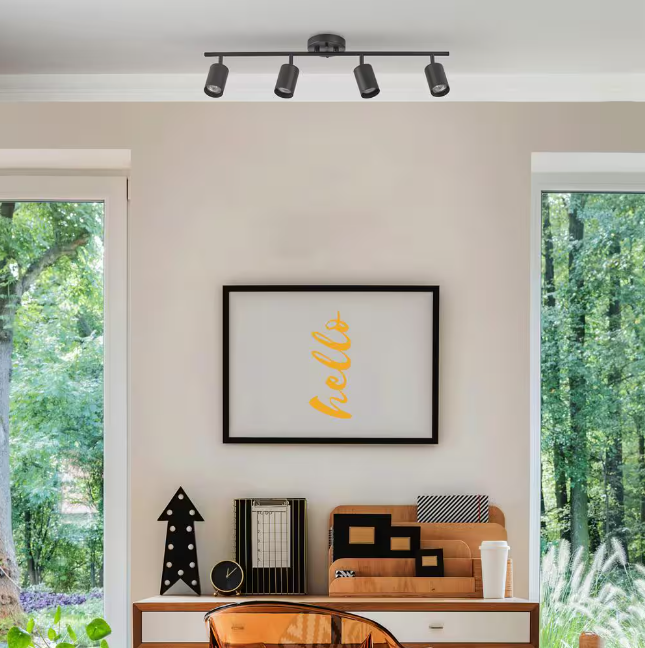 Globe Electric 2.5 ft. 4-Light Matte Black Fixed Track Lighting Kit