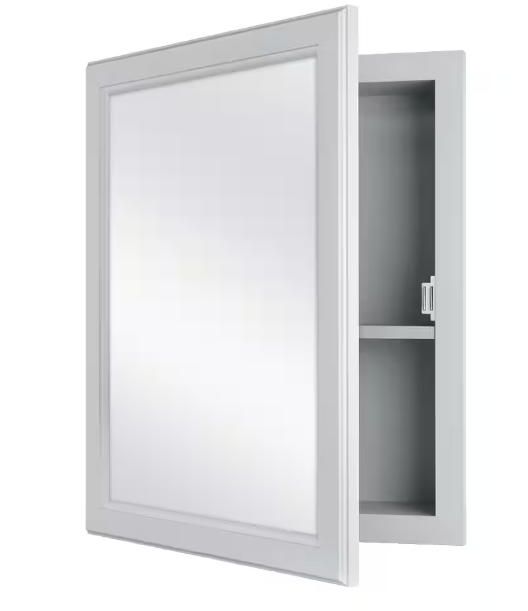 Glacier Bay 15.12 in. W x 19.25 in. H Rectangular Gray Framed Surface Mount or Recessed Medicine Cabinet with Mirror