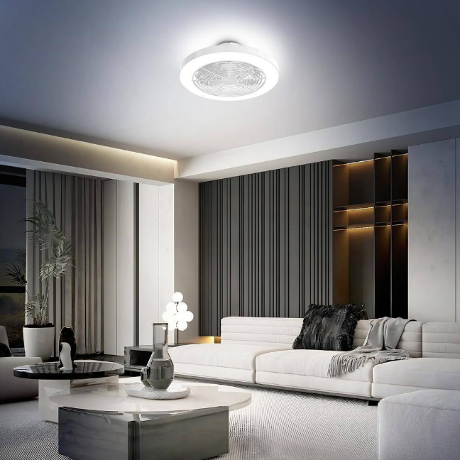 TOZING 19.7 in. Smart Indoor White Low Profile RGB Alexa Google Assistant Flush Mount Ceiling Fan Light with LED with Remote