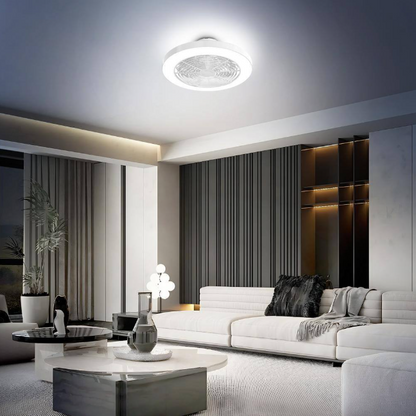 TOZING 19.7 in. Smart Indoor White Low Profile RGB Alexa Google Assistant Flush Mount Ceiling Fan Light with LED with Remote