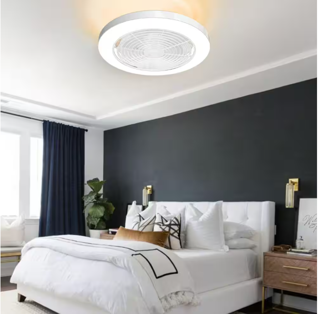 TOZING 19.7 in. Smart Indoor White Low Profile RGB Alexa Google Assistant Flush Mount Ceiling Fan Light with LED with Remote