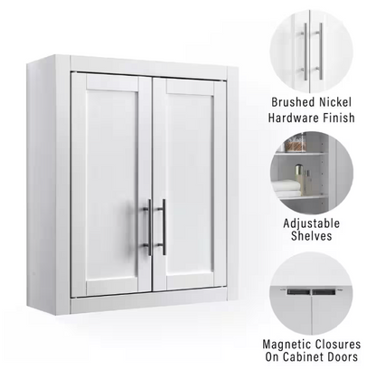 CROSLEY FURNITURE Savannah 22 in. x 26 in. x 8 in. Surface-Mount Medicine Cabinet in White
