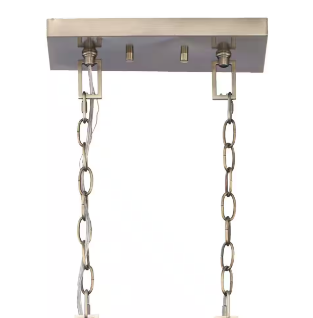Home Decorators Collection Weyburn 36 in. 5-Light Brushed Brass Farmhouse Linear Chandelier Light Fixture with Caged Metal Shade