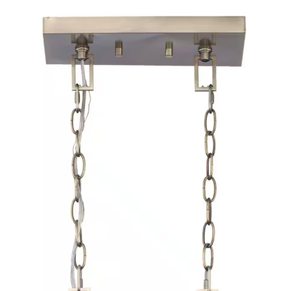 Home Decorators Collection Weyburn 36 in. 5-Light Brushed Brass Farmhouse Linear Chandelier Light Fixture with Caged Metal Shade