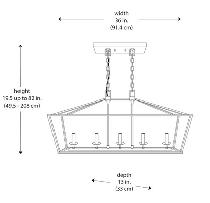 Home Decorators Collection Weyburn 36 in. 5-Light Brushed Brass Farmhouse Linear Chandelier Light Fixture with Caged Metal Shade