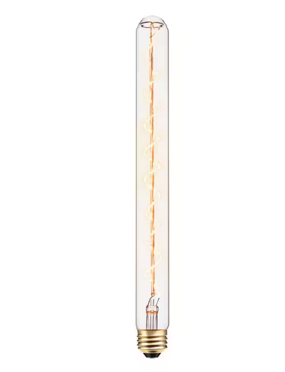 Globe Electric 60 Watt T12 Tube Dimmable Spiral Filament Vintage Edison Incandescent Light Bulb, Warm Candle Light