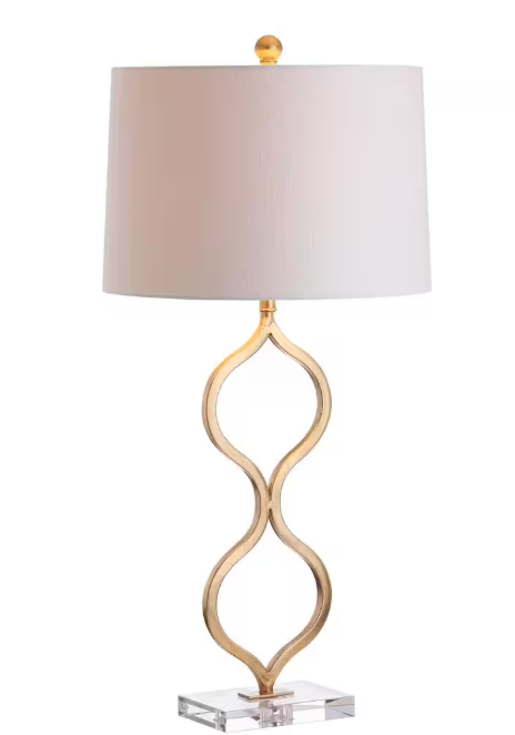 JONATHAN Y Levi 31.5 in. Gold Leaf Metal/Crystal Table Lamp