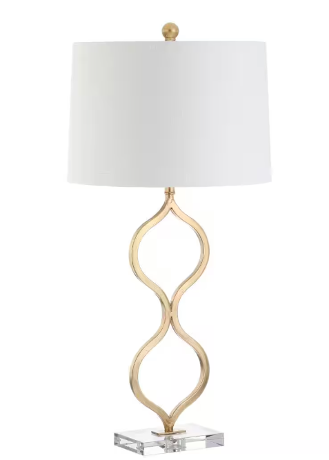 JONATHAN Y Levi 31.5 in. Gold Leaf Metal/Crystal Table Lamp