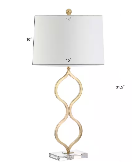 JONATHAN Y Levi 31.5 in. Gold Leaf Metal/Crystal Table Lamp