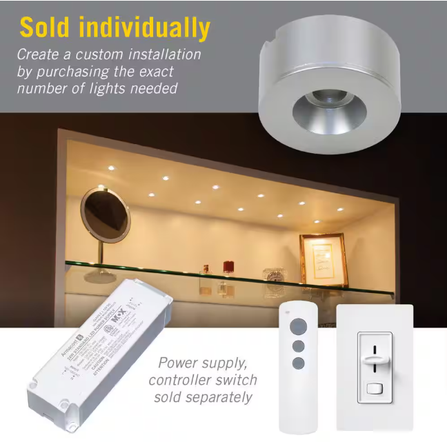 Armacost Lighting Dot Dimmable Under Cabinet LED Puck Light 2700K