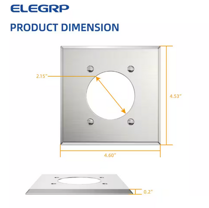 ELEGRP 2.15 in. 2-Gang Flush Mount Power Single Outlet Stainless Steel Wall Plate (2-Pack）