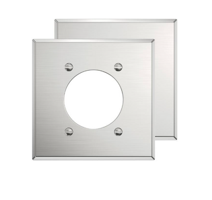 ELEGRP 2.15 in. 2-Gang Flush Mount Power Single Outlet Stainless Steel Wall Plate (2-Pack）
