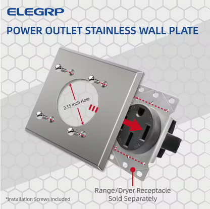 ELEGRP 2.15 in. 2-Gang Flush Mount Power Single Outlet Stainless Steel Wall Plate (2-Pack）