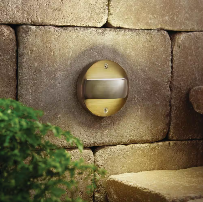 Home Decorators Collection 6-Watt Brass Integrated LED Hardwired 2700K Warm White Outdoor Landscape Deck Light