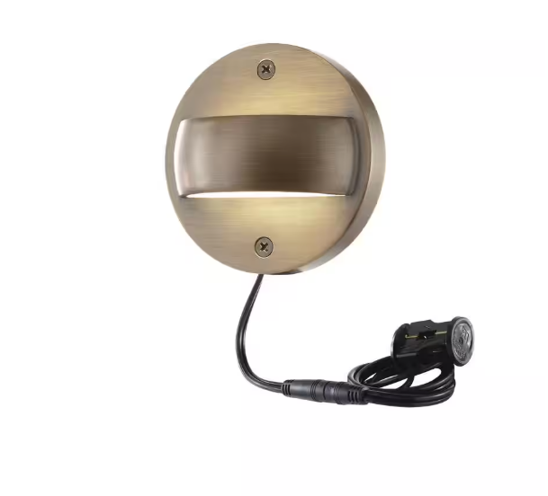 Home Decorators Collection 6-Watt Brass Integrated LED Hardwired 2700K Warm White Outdoor Landscape Deck Light