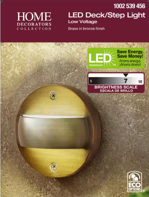 Home Decorators Collection 6-Watt Brass Integrated LED Hardwired 2700K Warm White Outdoor Landscape Deck Light