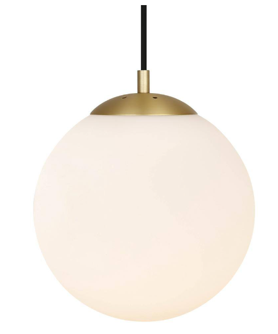 Light Society Zeno 1-Light Milk/Brass Globe Pendant with Glass Shade