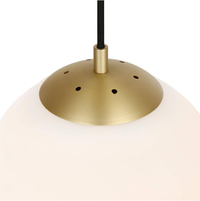 Light Society Zeno 1-Light Milk/Brass Globe Pendant with Glass Shade