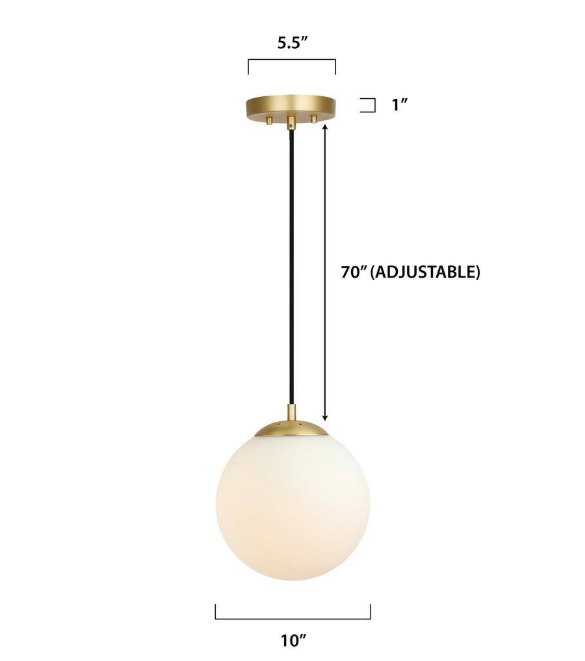 Light Society Zeno 1-Light Milk/Brass Globe Pendant with Glass Shade