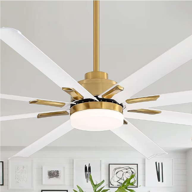 Breezary Vincent 72 in. Integrated LED Indoor White-Aluminum-Blade Gold Ceiling Fans with Light and Remote Control Included