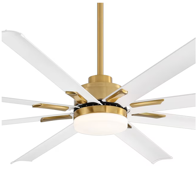 Breezary Vincent 72 in. Integrated LED Indoor White-Aluminum-Blade Gold Ceiling Fans with Light and Remote Control Included