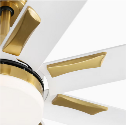 Breezary Vincent 72 in. Integrated LED Indoor White-Aluminum-Blade Gold Ceiling Fans with Light and Remote Control Included