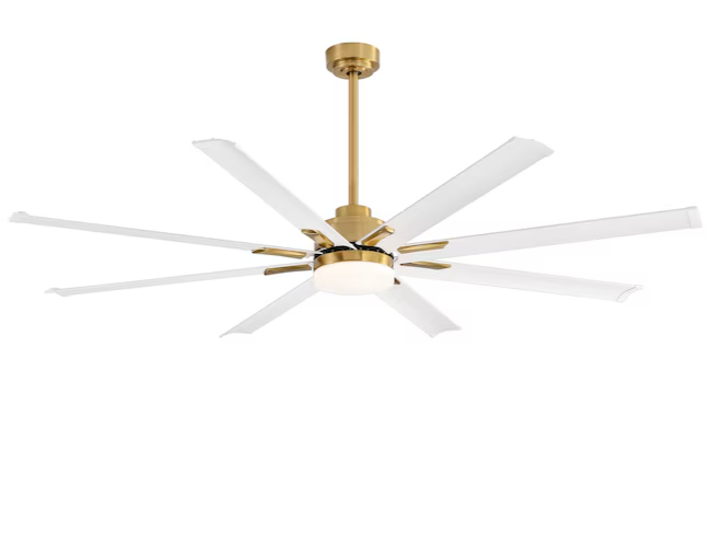 Breezary Vincent 72 in. Integrated LED Indoor White-Aluminum-Blade Gold Ceiling Fans with Light and Remote Control Included