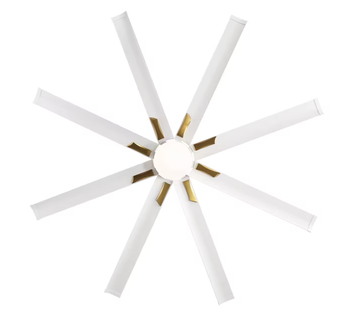 Breezary Vincent 72 in. Integrated LED Indoor White-Aluminum-Blade Gold Ceiling Fans with Light and Remote Control Included