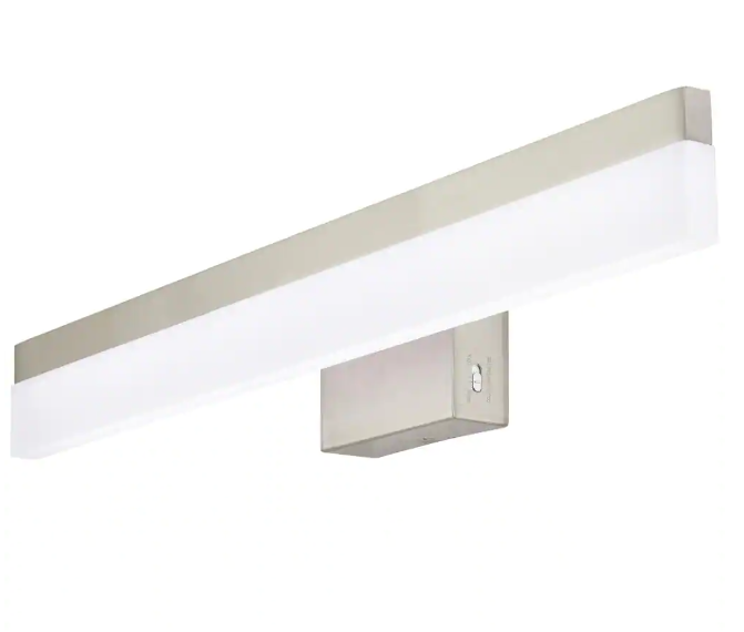 Hampton Bay Eldridge 24 in. 1-Light Brushed Nickel LED Bathroom Vanity Light Bar