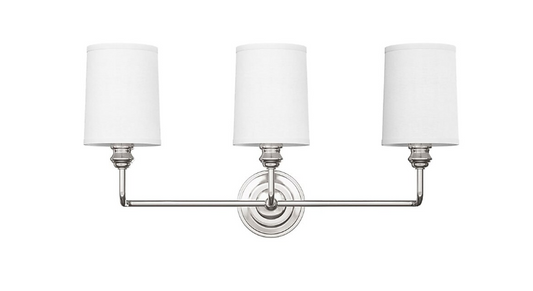 Signature Hardware Poplin 22-in 3-Light Polished Nickel Modern/Contemporary Vanity Light