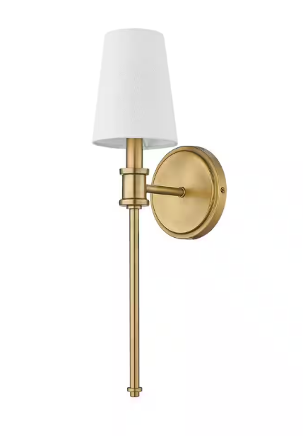 Millennium Lighting 5 in. 1-Light Vintage Brass Sconce Linen