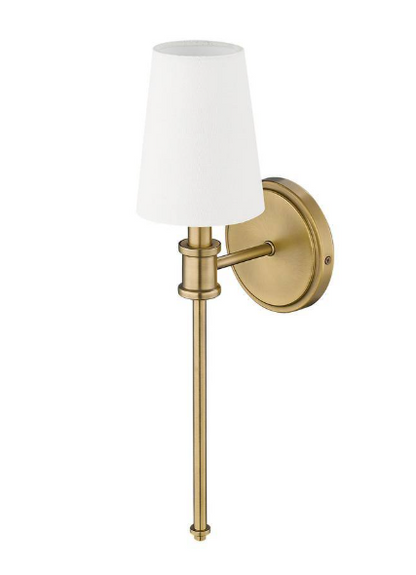 Millennium Lighting 5 in. 1-Light Vintage Brass Sconce Linen