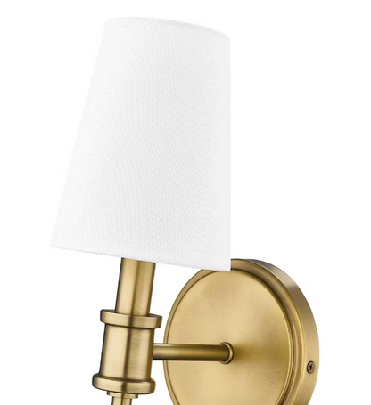 Millennium Lighting 5 in. 1-Light Vintage Brass Sconce Linen