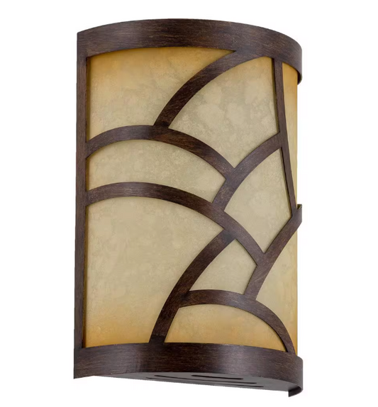 Kira Home Cromwell Wood Style Walnut Traditional Chime Cover with Tea-stained Glass
