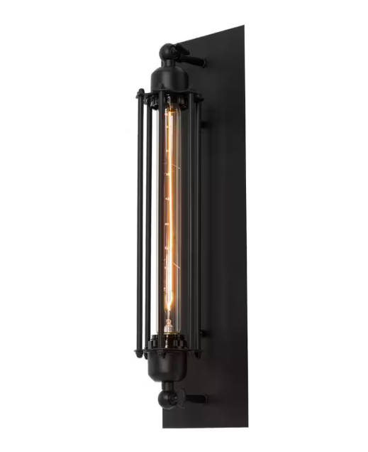 LNC Modern Industrial Black Linear Wall Sconce, 1-Light Bathroom Vanity Light with Metal Wire Cage For Dry Areas Hallway