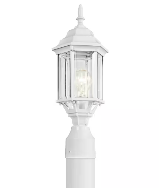 KICHLER Chesapeake 1-Light Light White Aluminum Hardwired Waterproof Outdoor Post Light with No Bulbs Included