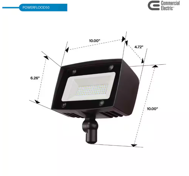Commercial Electric 150W Equivalent Bronze Outdoor Integrated LED Flood Light, 5000 Lumens, Dusk to Dawn Light