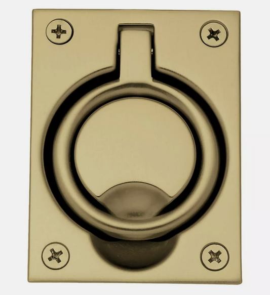 Baldwin 0395033 Flush Ring Pull Vintage Brass Finish
